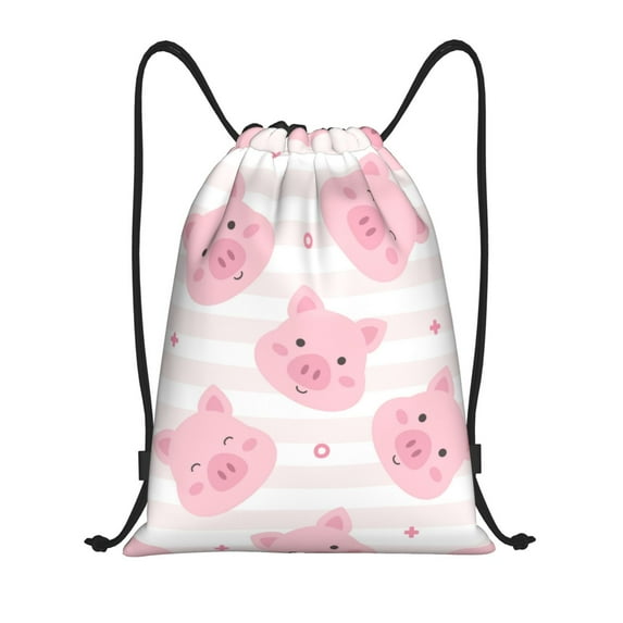 Kdxio Cartoon Pig Print Drawstring Backpack Bag,Waterproof Draw String Back Sack, Gym Drawstring Bags Swim Bag For Unisex