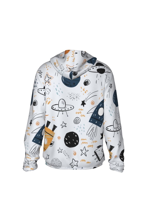Cartoon Planets Print Women Men Sun Protection UPF 50+ Jackets Zip Up Long Sleeve Hoodie Hiking Lightweight with Pockets