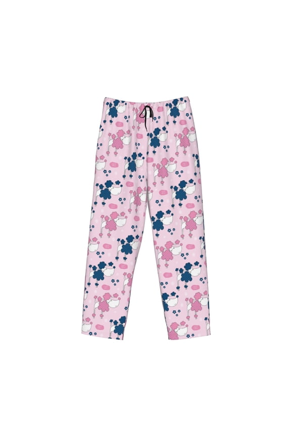 Cartoon Poodle Dog Print Men's Sleep Pajama Pant Lounge Pants with Pockets