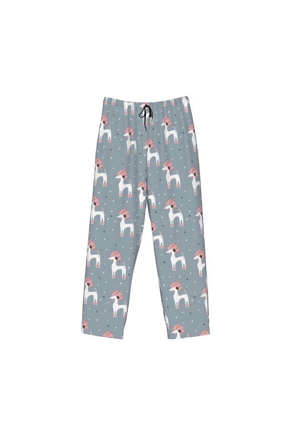 Cartoon Poodle Dog Print Men's Sleep Pajama Pant Lounge Pants with Pockets