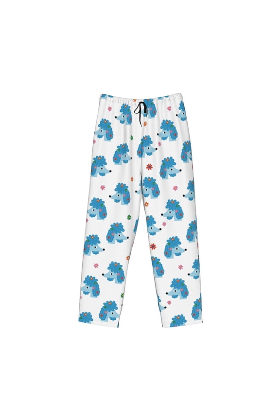 Cartoon Poodle Dog Print Men's Sleep Pajama Pant Lounge Pants with Pockets