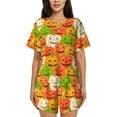 thumbnail image 1 of Kdxio Cartoon Pumpkins Print Pajamas Sets for Women Short-Sleeved Pjs with Lounge Shorts Two Piece Sleepwear S-4XL, 1 of 1