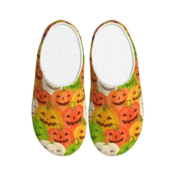 Kdxio Cartoon Pumpkins Women's Men's Slippers Plush Slip-On House Slipper for Winter Indoor Soft Cushion Non-slip Fluffy Slides Slippers-39/40