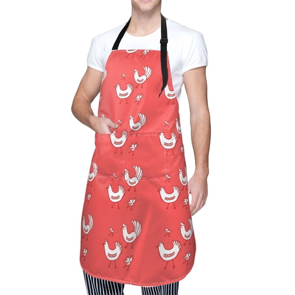 Kdxio Cartoon Rooster Apron with Pockets Adjustable Kitchen Aprons for Men Women Waterproof Aprons for Cooking,Drawing,Crafting, Baking Household Cleaning