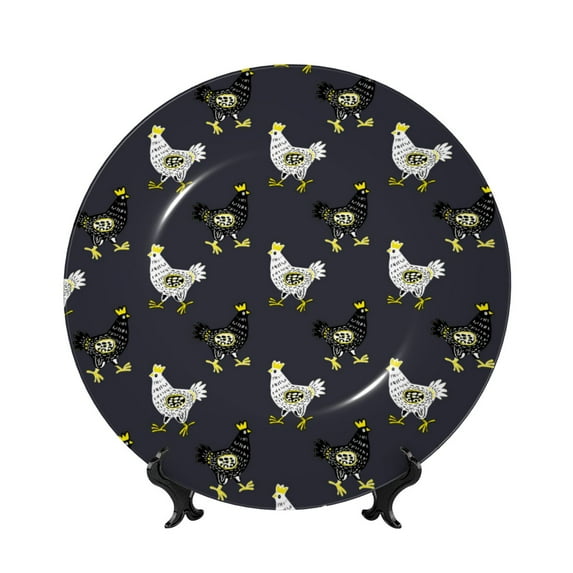 Kdxio Cartoon Rooster Bone China Decorative Plate Ceramic Decorative Plate for Home Office Wall Stand Decorative Plates for Home Bedroom-8in