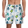 thumbnail image 1 of Kdxio Cartoon Sea Creatures Print Men's Swim Trunks with Compression Liner 7 Inch Inseam Quick Dry Swim Shorts, 1 of 7