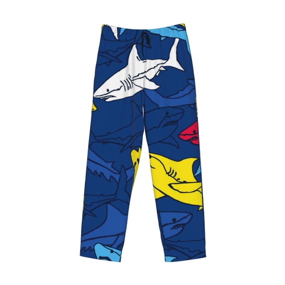 Kdxio Cartoon Shark Print Men's Sleep Pajama Pant Lounge Pants with Pockets