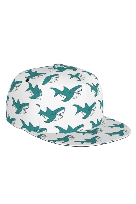 Cartoon Shark Print Snapback Hat for Men Women,Adjustable Baseball Cap