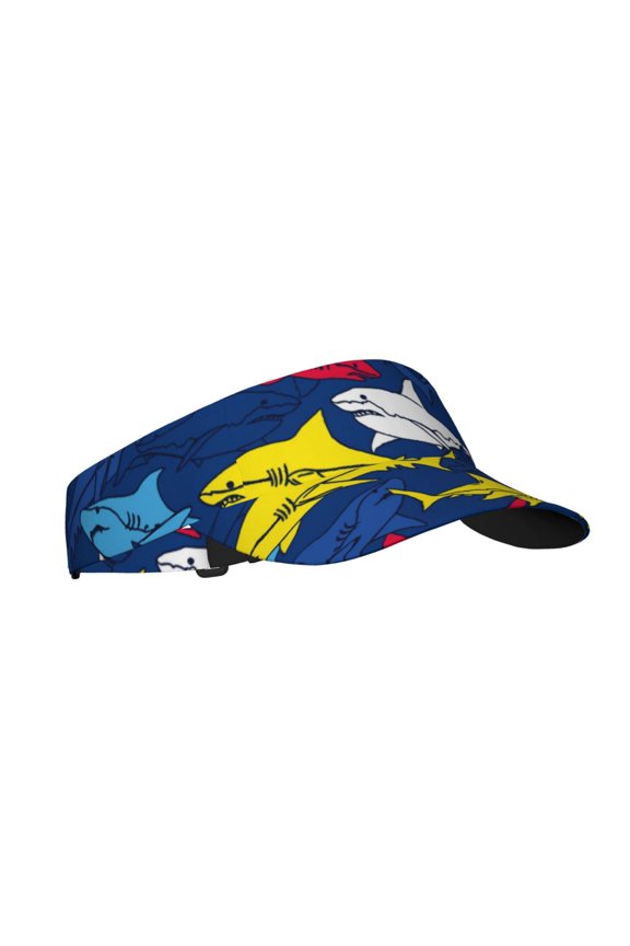 Cartoon Shark Print Sun Visor Hat Golf Visor Adjustable Velcro Outdoor Sports Cap For Men Women
