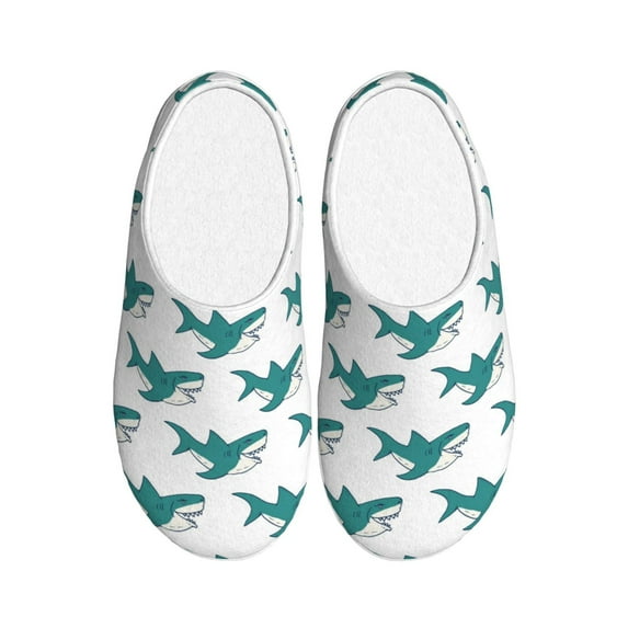 Kdxio Cartoon Shark Women's Men's Slippers Plush Slip-On House Slipper for Winter Indoor Soft Cushion Non-slip Fluffy Slides Slippers-35/36