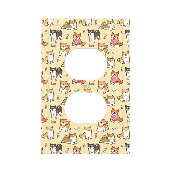 Kdxio Cartoon Shiba Inu Dog Decorator Light Switch or Receptacle Outlet Wall Plate Decorator Wall Plate Child Safe Outlet Cover-Style S