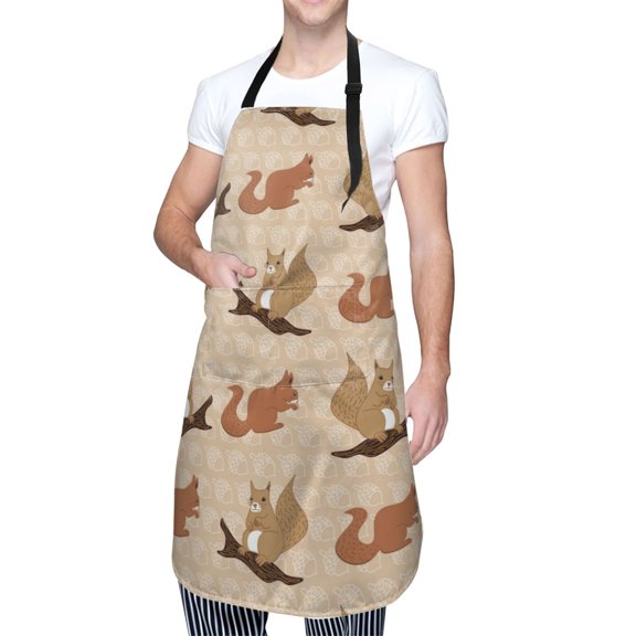 Kdxio Cartoon Squirrel Apron with Pockets Adjustable Kitchen Aprons for Men Women Waterproof Aprons for Cooking,Drawing,Crafting, Baking Household Cleaning