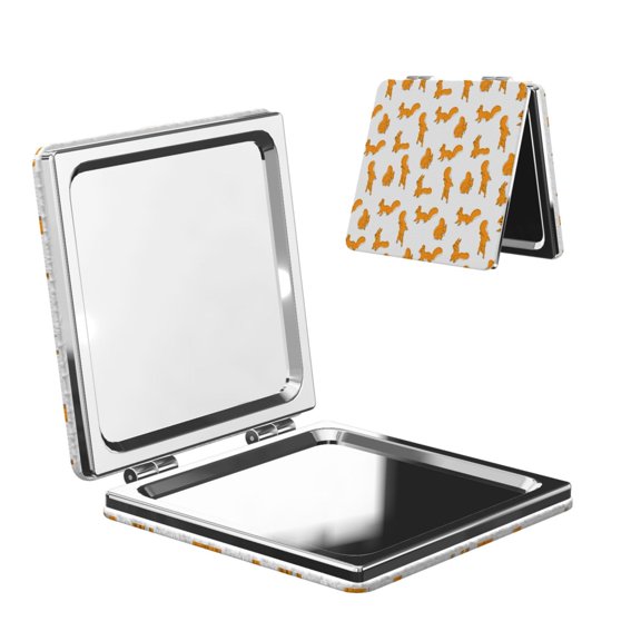 Kdxio Cartoon Squirrel Pocket Mirror, 1X/2X Travel Makeup Mirror 2-Sided Folding Small Mirror Portable Double-Sided Magnifying Cosmetic Mirror for Gift-Square
