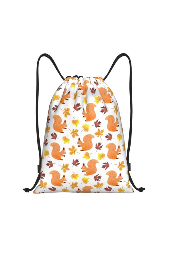Cartoon Squirrel Print Drawstring Backpack Bag,Waterproof Draw String Back Sack, Gym Drawstring Bags Swim Bag For Unisex