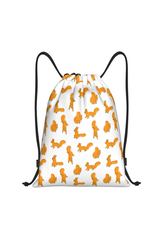 Cartoon Squirrel Print Drawstring Backpack Bag,Waterproof Draw String Back Sack, Gym Drawstring Bags Swim Bag For Unisex
