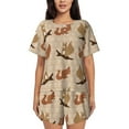 thumbnail image 1 of Kdxio Cartoon Squirrel Print Pajamas Sets for Women Short-Sleeved Pjs with Lounge Shorts Two Piece Sleepwear S-4XL, 1 of 9