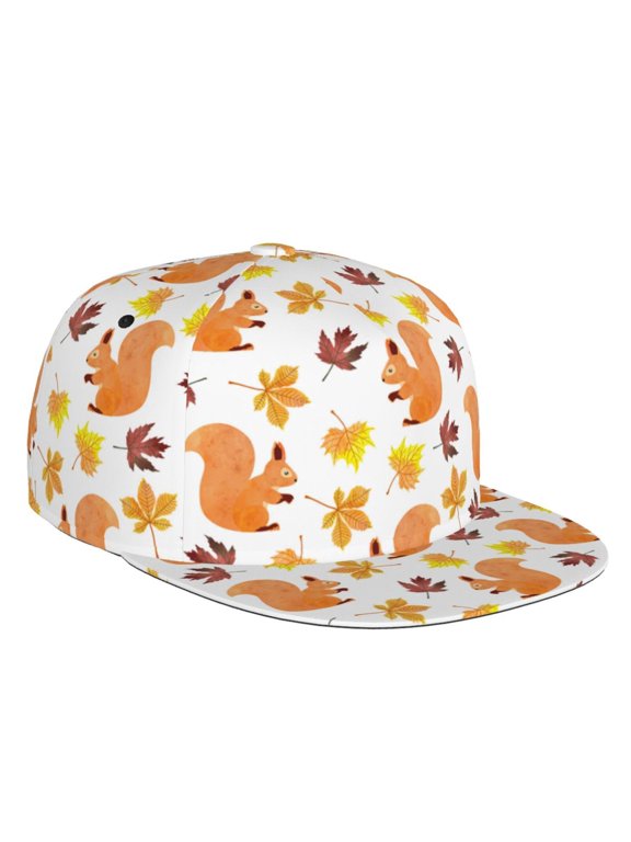 Cartoon Squirrel Print Snapback Hat for Men Women,Adjustable Baseball Cap