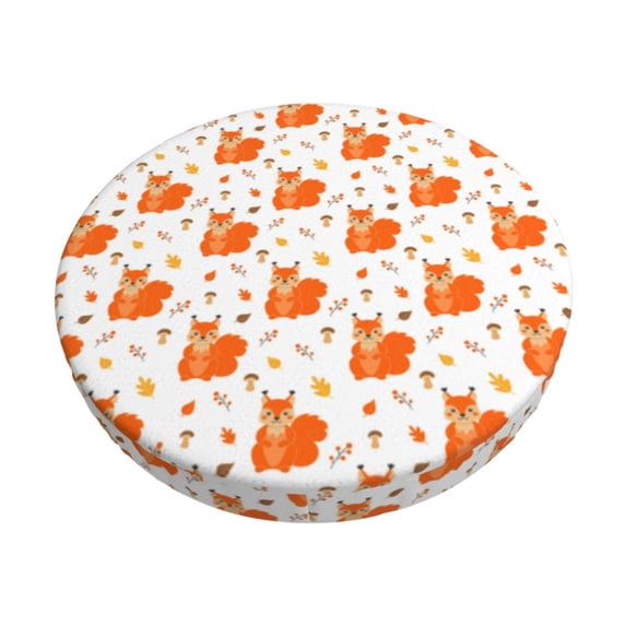 Kdxio Cartoon Squirrel Print Stool Covers Round,Stretch Round Bar Stool Covers Washable Bar Stool Cushion Slipcover for 12-15 Inch Chair