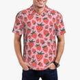 thumbnail image 1 of Kdxio Cartoon Strawberry Print Men's Short Sleeve Polo Shirt,Midweight Men's Shirt, 1 of 6