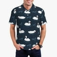 thumbnail image 1 of Kdxio Cartoon Swan Print Men's Short Sleeve Polo Shirt,Midweight Men's Shirt, 1 of 5