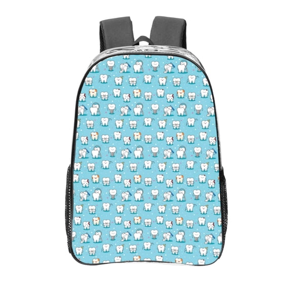 Kdxio Cartoon Teeth Clear Backpack, Transparent Bookbag for School for Women Men, Capacity Clear Bag for College, Travel