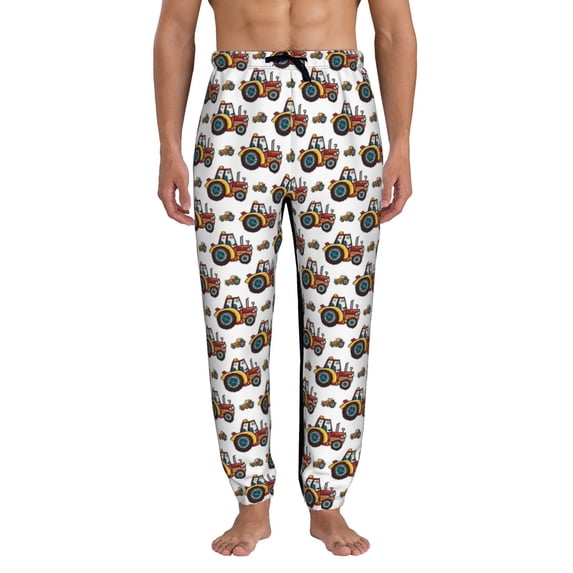 Kdxio Cartoon Tractor Pattern Joggers,Sweatpants for Men with Pockets-Small