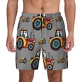 thumbnail image 1 of Kdxio Cartoon Tractor Print Men'S Swim Trunks With Compression Liner 7 Inch Inseam Quick Dry Swim Shorts, 1 of 7