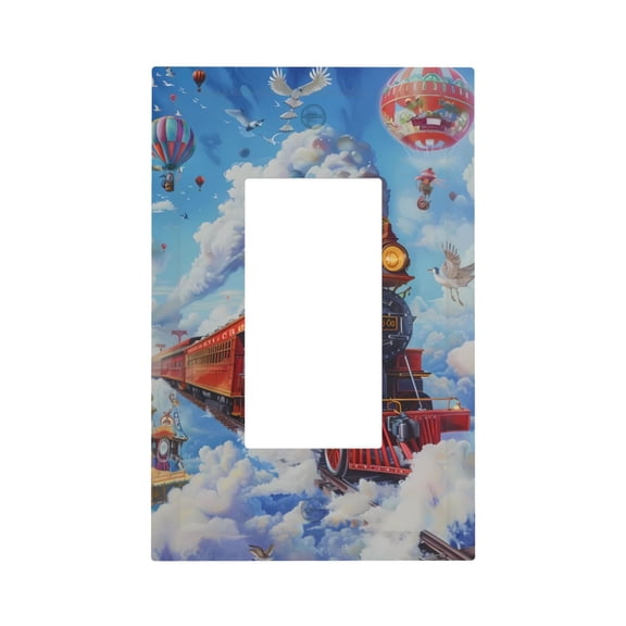 Kdxio Cartoon Train Hot Air Balloon Decorator Light Switch or Receptacle Outlet Wall Plate Decorator Wall Plate Child Safe Outlet Cover-Style U