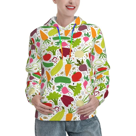 Kdxio Cartoon Vegetables Print Womens Oversized Hoodies Sweatshirts Hooded Pullover Tops Sweaters Casual-Large