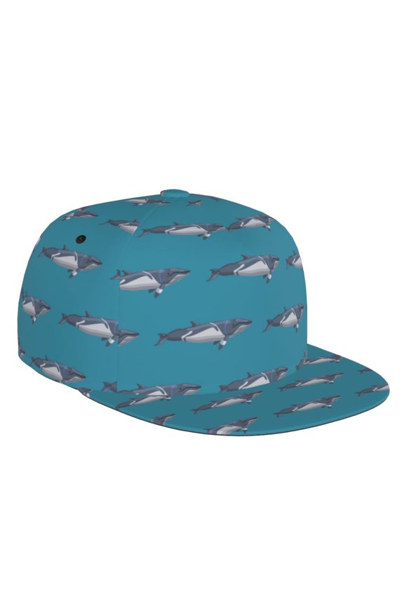 Cartoon Whale Print Snapback Hat for Men Women,Adjustable Baseball Cap