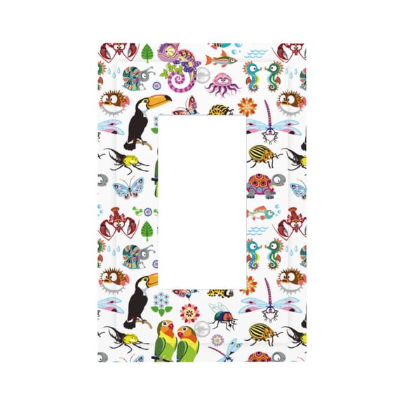 Kdxio Cartoon Wild Animals Decorator Light Switch or Receptacle Outlet Wall Plate Decorator Wall Plate Child Safe Outlet Cover-Style U