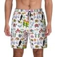 thumbnail image 1 of Kdxio Cartoon Wild Animals Print Men's Swim Trunks with Compression Liner 7 Inch Inseam Quick Dry Swim Shorts, 1 of 5