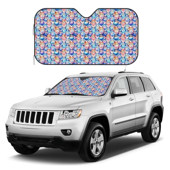 Kdxio Cartoon colorful cute cat Print Windshield Sun Shade, Foldable Sun Blocker for Car,Truck,SUV Automotive Interior Sun Protection,Reflective Shade for Front Windshield(Small)
