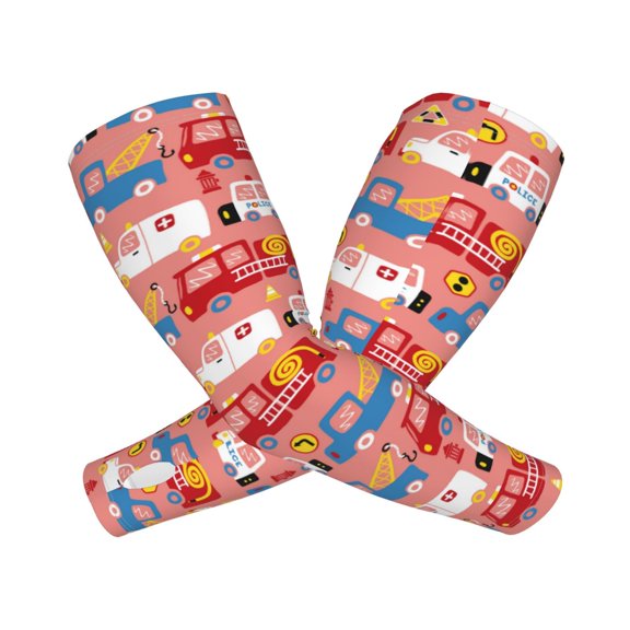 Kdxio Cartoon with Traffic Elements Print UV Sun Protection Arm Sleeves - Tattoo Cover Up - Basketball Arm Sleeve UPF 50 Cooling for Men Women
