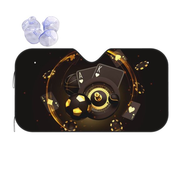 Kdxio Casino Card Soccer Print Front Windshield Sun Shade,Folding Auto Sunshade for Car Truck SUV-Small