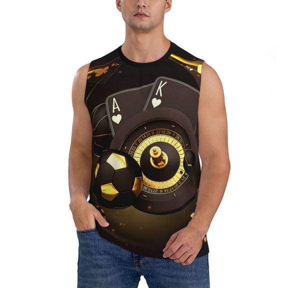 Kdxio Casino Card Soccer for Men's Muscle T-shirt,Sleeveless for Workout Running Athletic Gym Lounge Casual