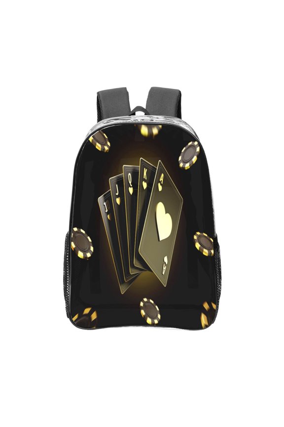 Casino Cards 1 Clear Backpack, Transparent Bookbag for School for Women Men, Capacity Clear Bag for College, Travel
