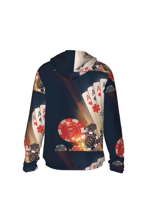 Casino Poker Chips Print Women Men Sun Protection UPF 50+ Jackets Zip Up Long Sleeve Hoodie Hiking Lightweight with Pockets