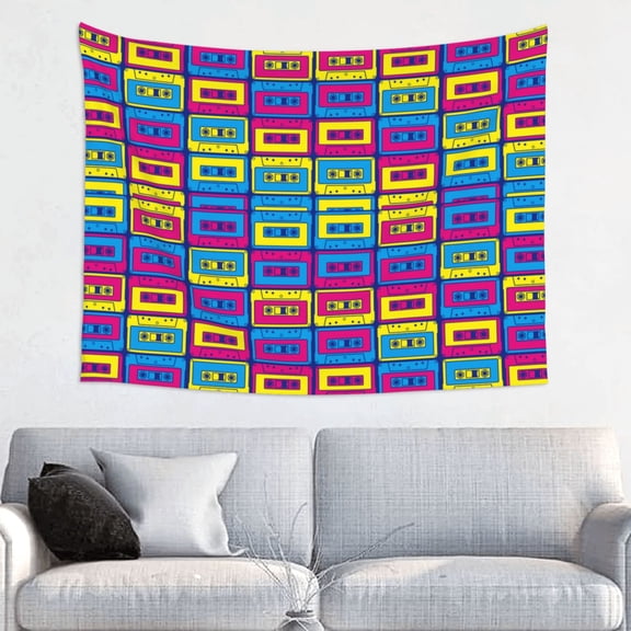 Kdxio Cassette Tapes Wall Hanging Tapestries Banner For Bedroom College Dorm Home Living Room Party Decor 29X37 In