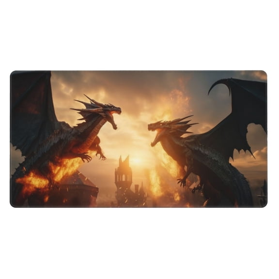 Kdxio Castle Cool Fire Dragon Print Large Gaming Mouse Pad,Non-Slip Base,Water Resist Keyboard Pad for Gamer,Office & Home,29.5 x 15.8 in