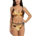 thumbnail image 1 of Kdxio Castle Cool Fire Dragon Print Women's 2 Piece High Waisted Wrap Spaghetti Strap Summer Swimsuit Bikini Set-Medium, 1 of 5