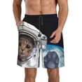 thumbnail image 1 of Kdxio Cat Astronaut Pattern Mens Casual Shorts - Drawstring Summer Beach Sports Shorts for Men, 1 of 9