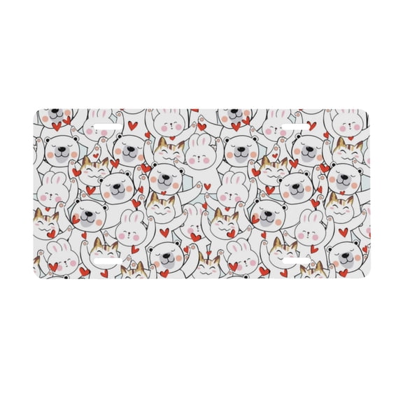 Kdxio Cat Bear Rabbit License Plate Car Front License Plate Car Decoration Car Accessories Front Tag Plate Standard Size