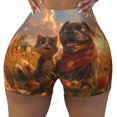 thumbnail image 1 of Kdxio Cat Dog Friendship Print Workout Shorts for Women Seamless Soft Smooth Gym Yoga Scrunch Active Shorts, 1 of 5