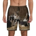 thumbnail image 1 of Kdxio Cat Family Print Men'S Swim Trunks With Compression Liner 7 Inch Inseam Quick Dry Swim Shorts, 1 of 7