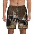thumbnail image 1 of Kdxio Cat Family Print Men'S Swim Trunks With Compression Liner 7 Inch Inseam Quick Dry Swim Shorts, 1 of 7