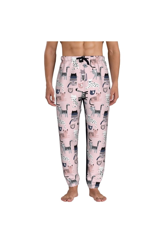 Cat Pattern Joggers,Sweatpants for Men with Pockets-Large