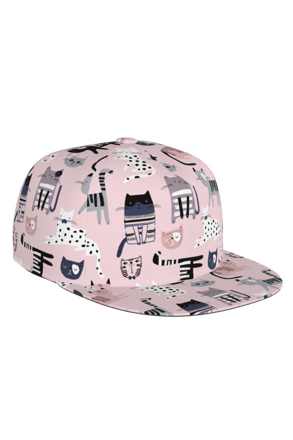 Cat Print Snapback Hat for Men Women,Adjustable Baseball Cap