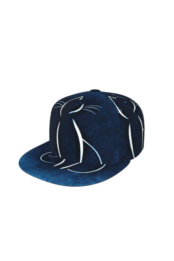 Cat Sketch Print Snapback Hat for Men Women,Adjustable Baseball Cap