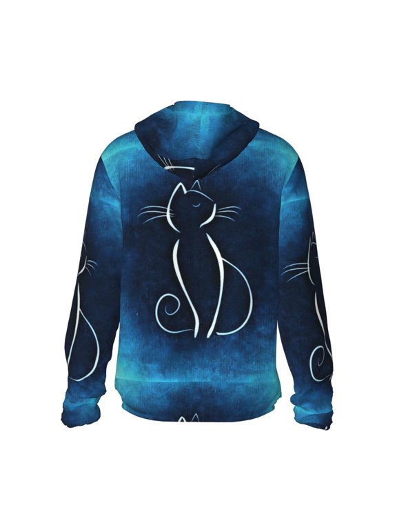Cat Sketch Print Women Men Sun Protection UPF 50+ Jackets Zip Up Long Sleeve Hoodie Hiking Lightweight with Pockets